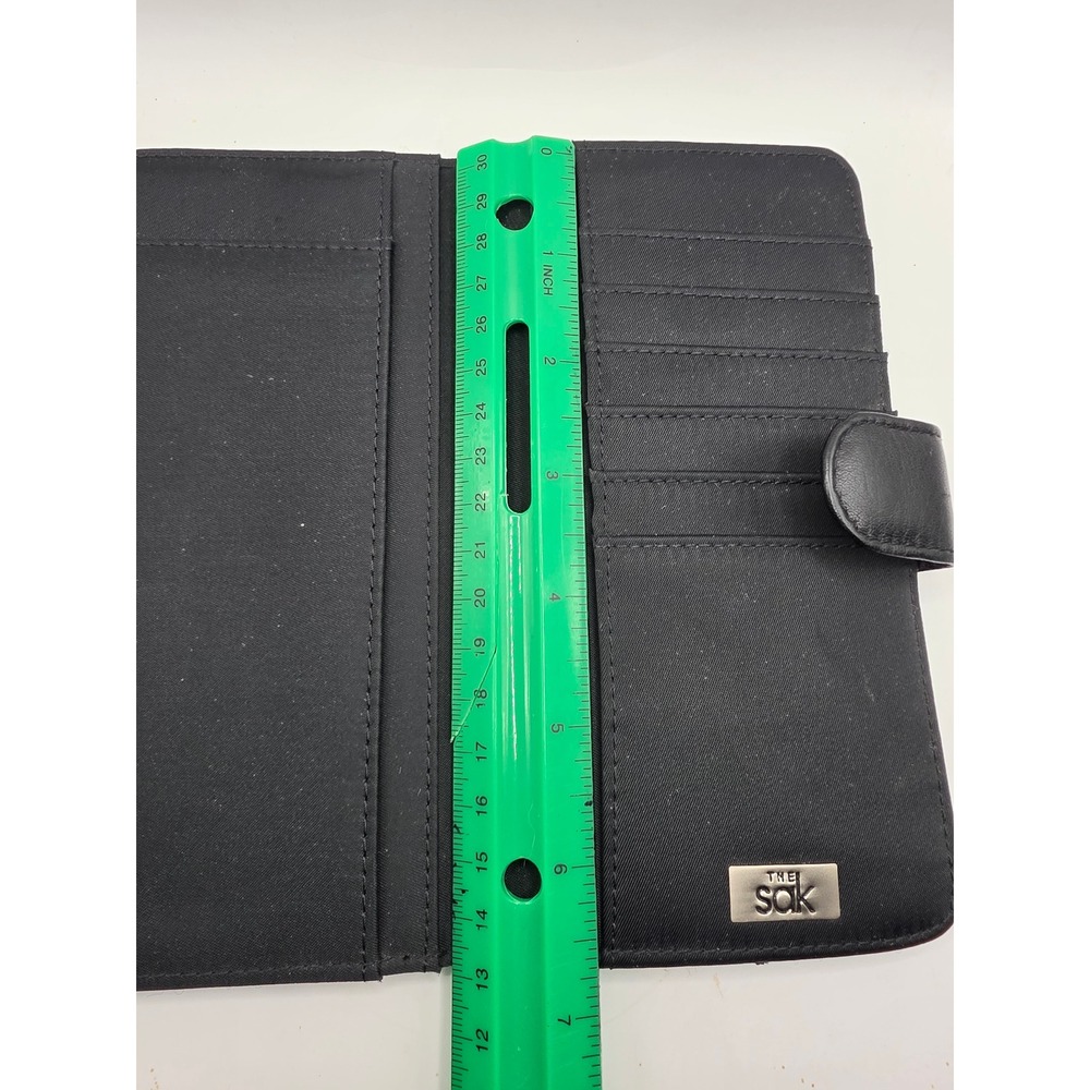 The Sak Black Crochet Checkbook Wallet Slim Snap Closure Card Organizer - Picture 4 of 5